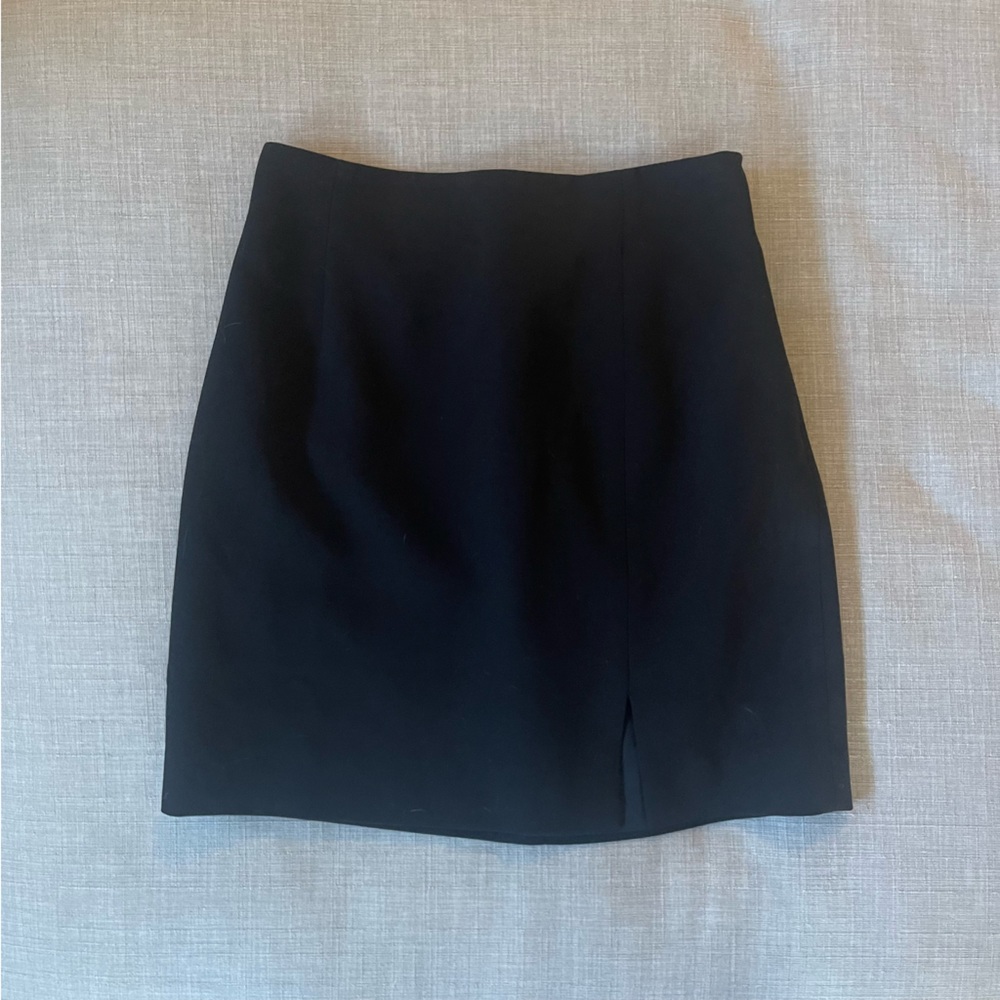 Black Mini Skirt w/ Slit - Picture 2 of 13